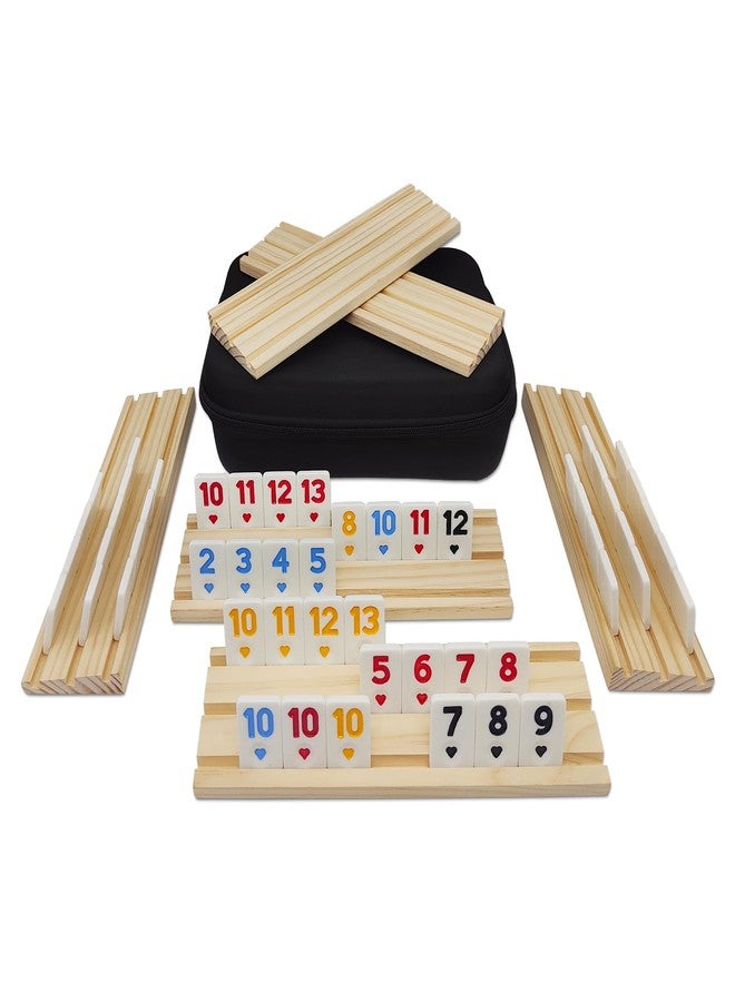 MIDOLITE Rummy Cube 6 Player Edition with 6 Wooden Racks, Rummy Cube Game with Case 6 Players with Portable Case 160 Tiles Rummy Cube Travel Game Set for Family Adults Kids - Image 1